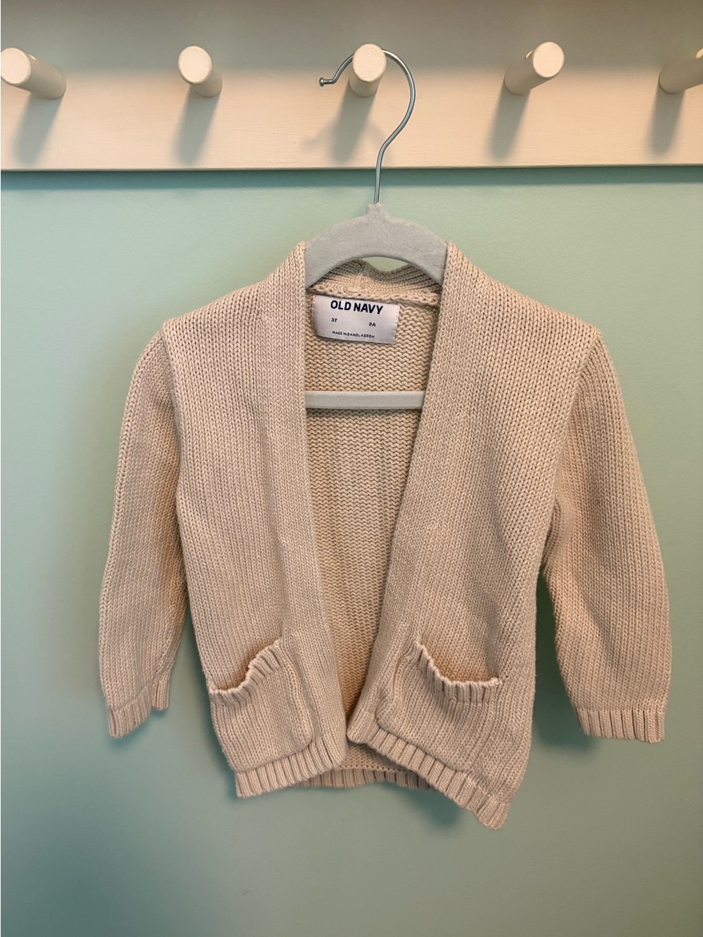 Old Navy Cream Knit Open-Front Kids Cardigan Sweater